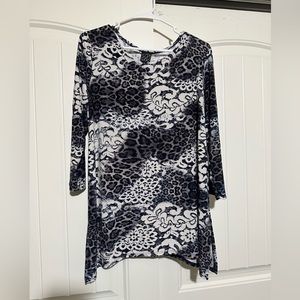 Clara Sun Woo Animal Leopard Print Long Sleeve Tunic Shirt sz large